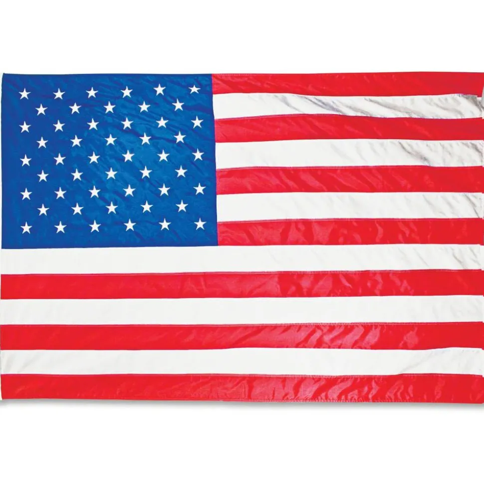 Advantus Heavyweight Nylon Outdoor U.S. Flag - United States - 96" x 60"- Heavyweight, Grommet, Durable - Nylon, Brass - Red, White, Blue