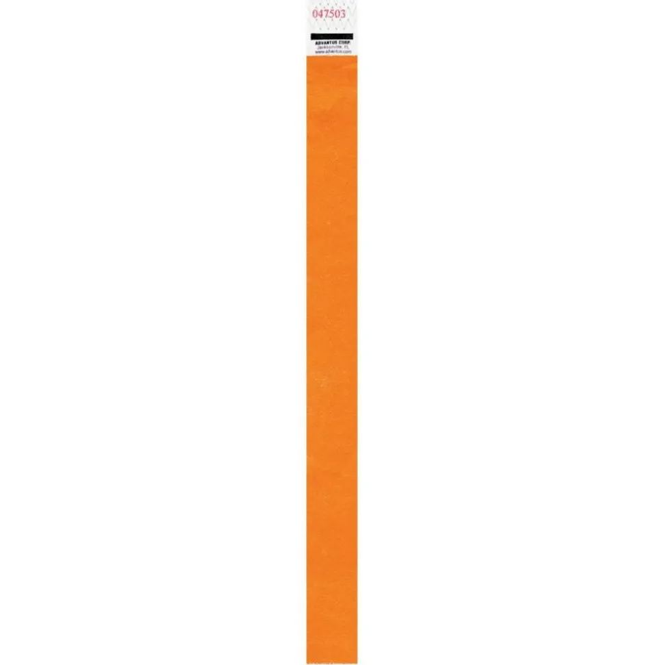 Advantus Neon Tyvek Wristbands - Neon Orange - Tyvek - 500 / Pack