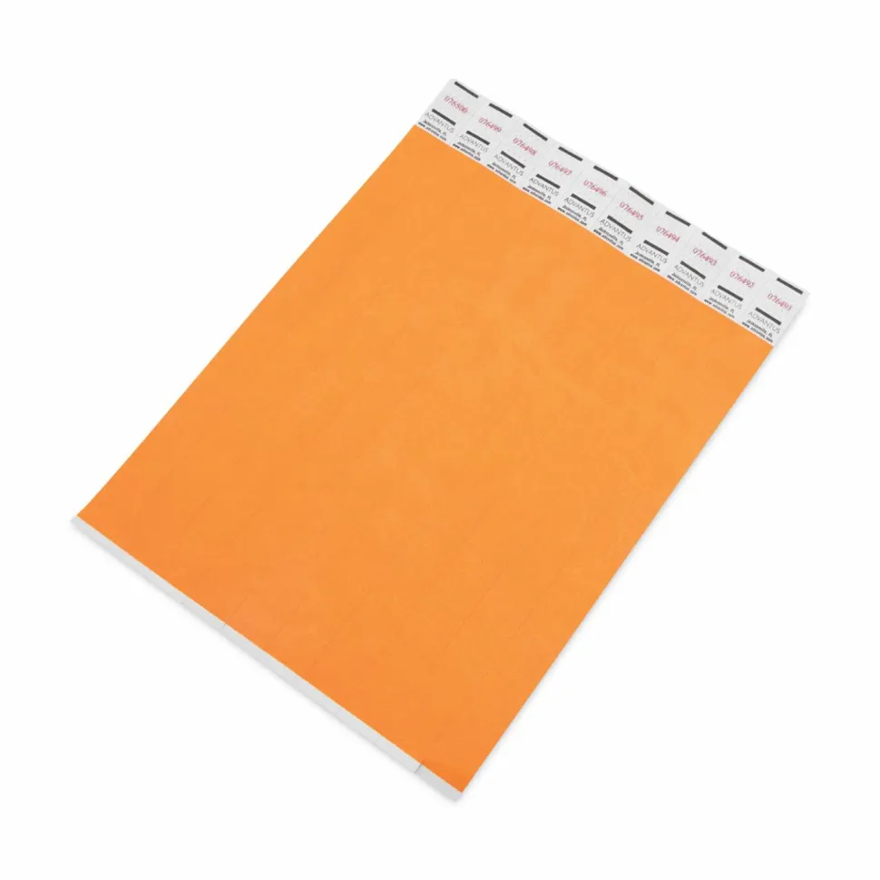 Advantus Neon Tyvek Wristbands - Neon Orange - Tyvek - 500 / Pack