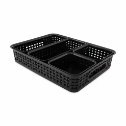 Advantus 5-pack Plastic Weave Bins - Desktop - Black - Plastic - 5 / Pack