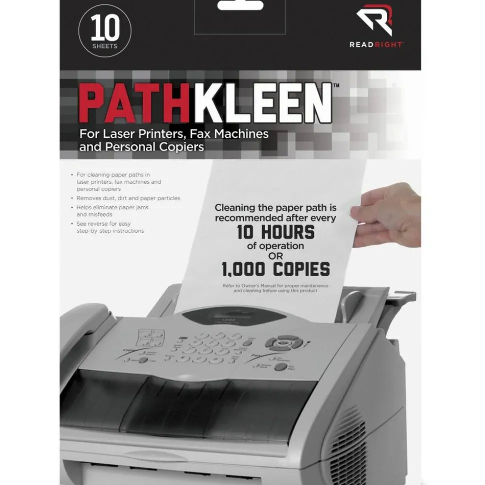Advantus Pathkleen Laser Printer Cleaning Sheets, Pack Of 10