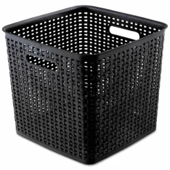 Advantus Plastic Weave Bin, Extra Large, 12.5" x 12.5" x 11.13", Black, 2/Pack