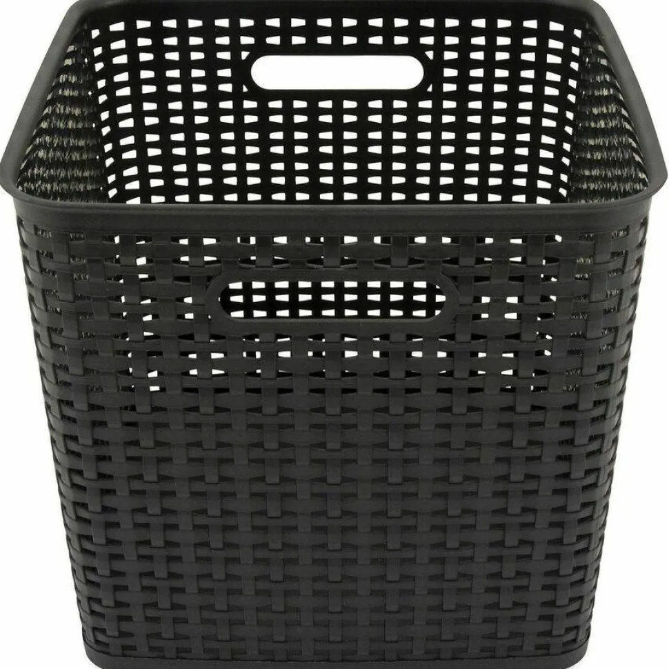 Advantus Plastic Weave Bin, Extra Large, 12.5" x 12.5" x 11.13", Black, 2/Pack