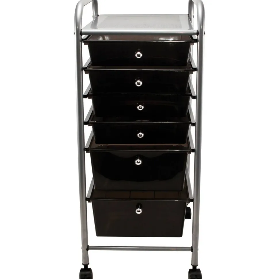 Advantus Portable Drawer Organizer, Metal, 1 Shelf, 6 Drawers, 13" x 15.38" x 32.13", Matte Gray/Smoke