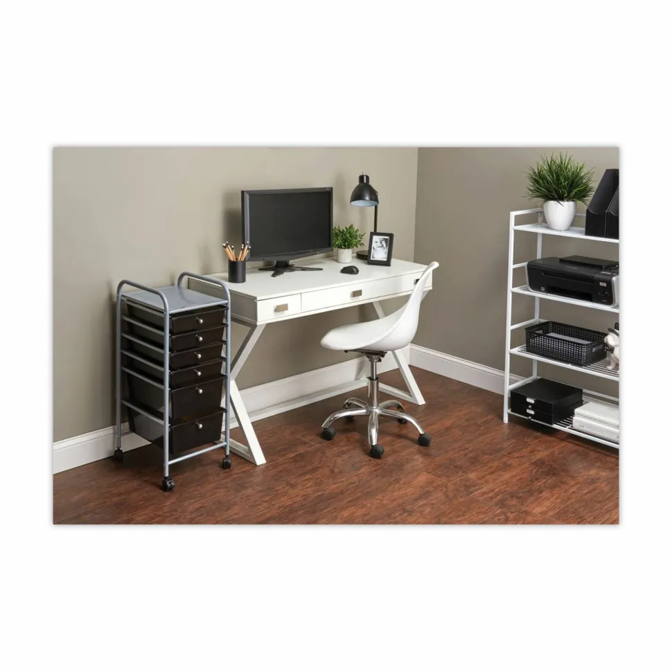 Advantus Portable Drawer Organizer, Metal, 1 Shelf, 6 Drawers, 13" x 15.38" x 32.13", Matte Gray/Smoke