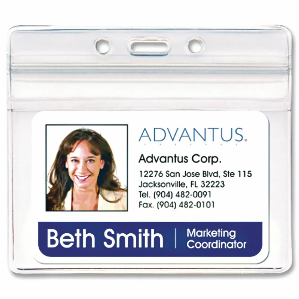 Advantus Re-sealable Badge Holder, Horizontal, 3-3/4" x 4-2/16", 50/PK