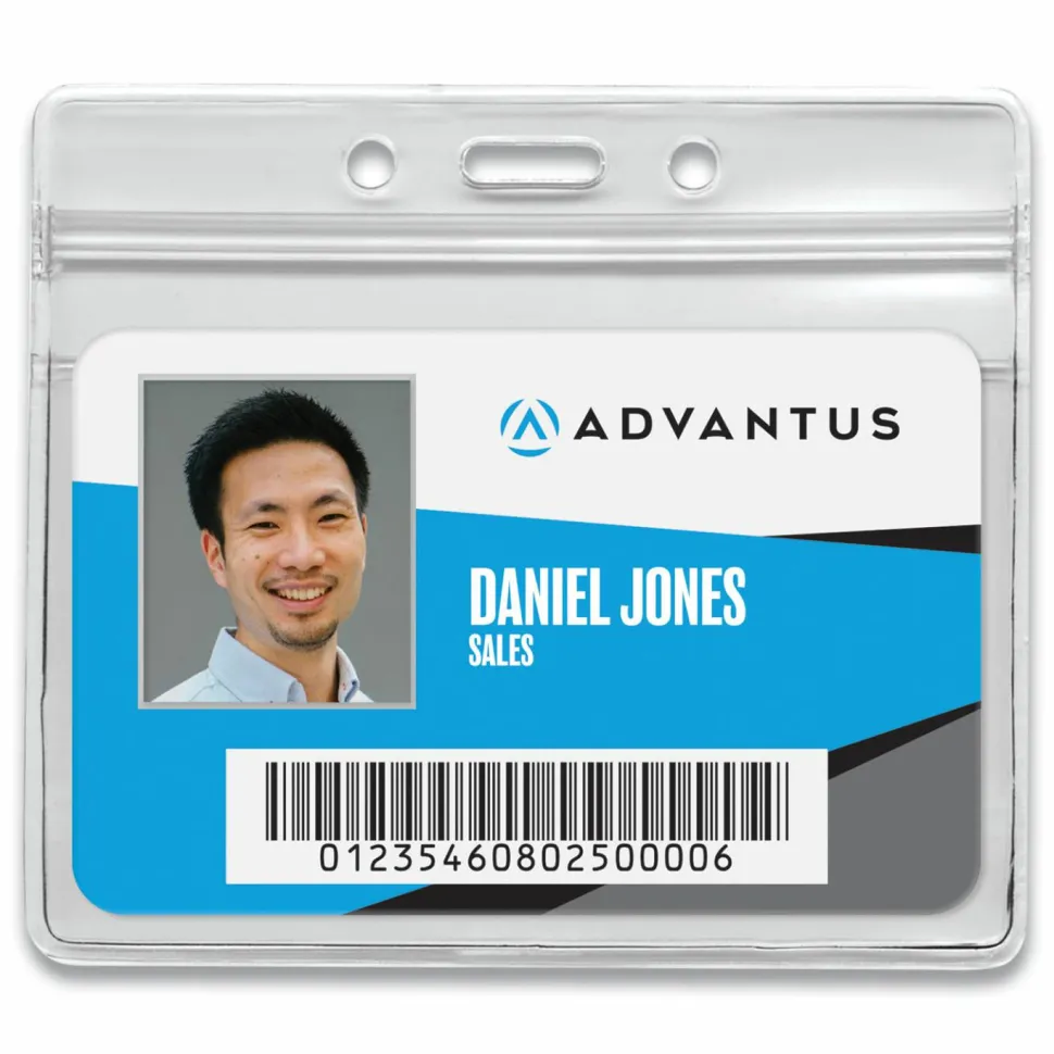 Advantus Re-sealable Badge Holder, Horizontal, 3-3/4" x 4-2/16", 50/PK