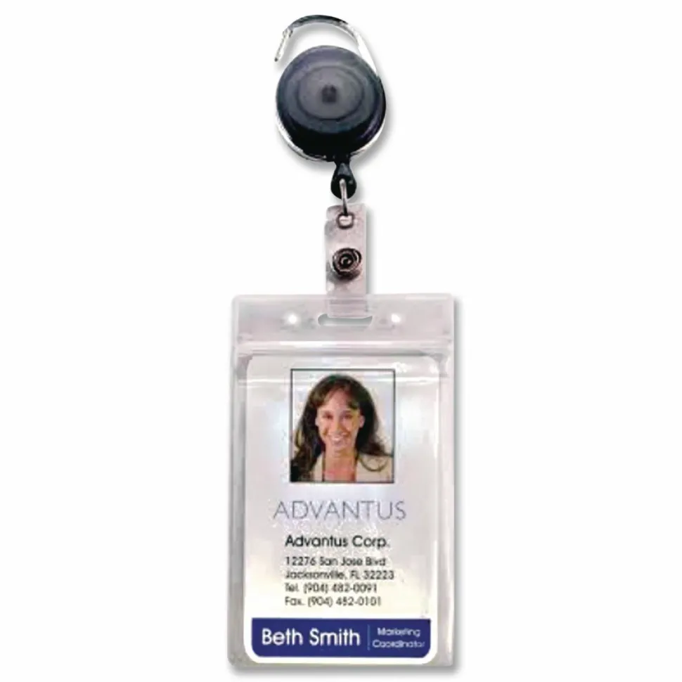 Advantus Re-sealable Badge Holder, Horizontal, 3-3/4" x 4-2/16", 50/PK