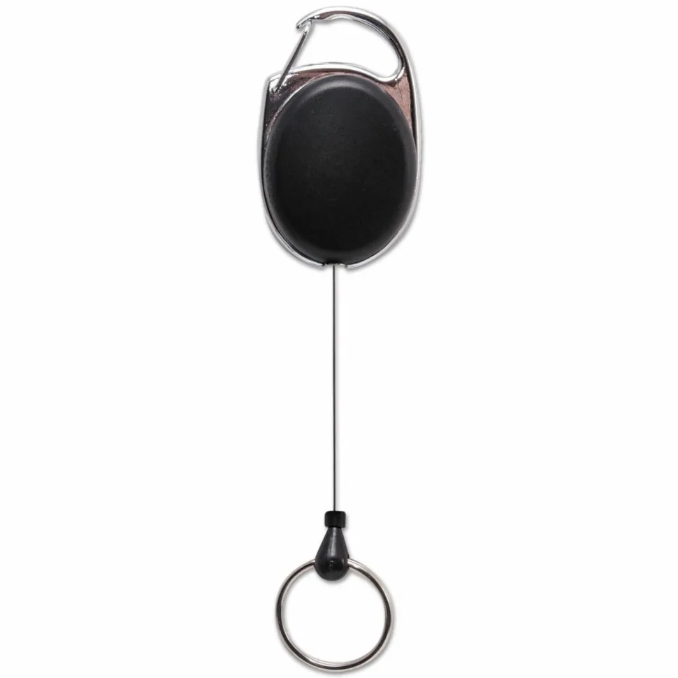 Advantus Retractable Carabiner Reel With Key Rings, Smoke, Pack Of 6