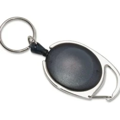 Advantus Retractable Carabiner Reel With Key Rings, Smoke, Pack Of 6