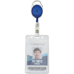 Advantus Retractable Carabiner-Style Badge Reel with Badge Strap, Assorted Colors, 20/PK