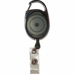 Advantus Retractable Caribiner-Style ID Reels, Smoke, Pack Of 12