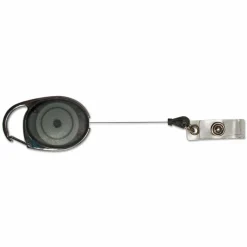 Advantus Retractable Caribiner-Style ID Reels, Smoke, Pack Of 12