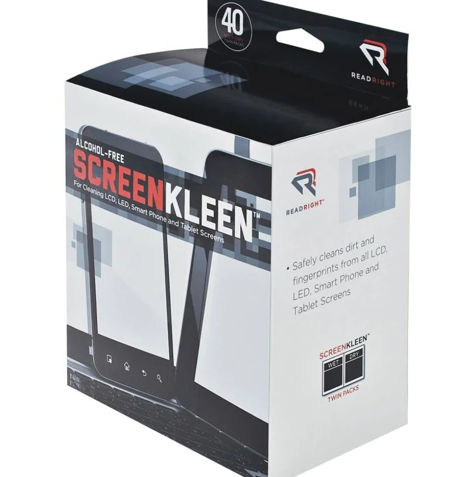 Advantus Screen Kleen Cleaning Wipes, Pack Of 40