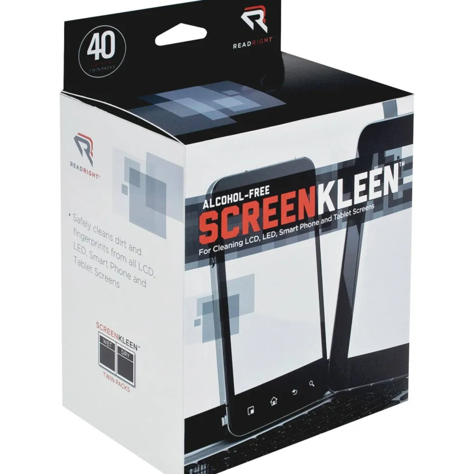 Advantus Screen Kleen Cleaning Wipes, Pack Of 40