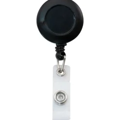 Advantus Snap Clip Retractable ID Reels, Black, Pack Of 25