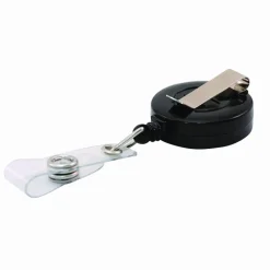 Advantus Snap Clip Retractable ID Reels, Black, Pack Of 25