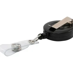 Advantus Snap Clip Retractable ID Reels, Black, Pack Of 25