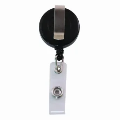 Advantus Snap Clip Retractable ID Reels, Black, Pack Of 25