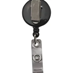 Advantus Snap Clip Retractable ID Reels, Black, Pack Of 25