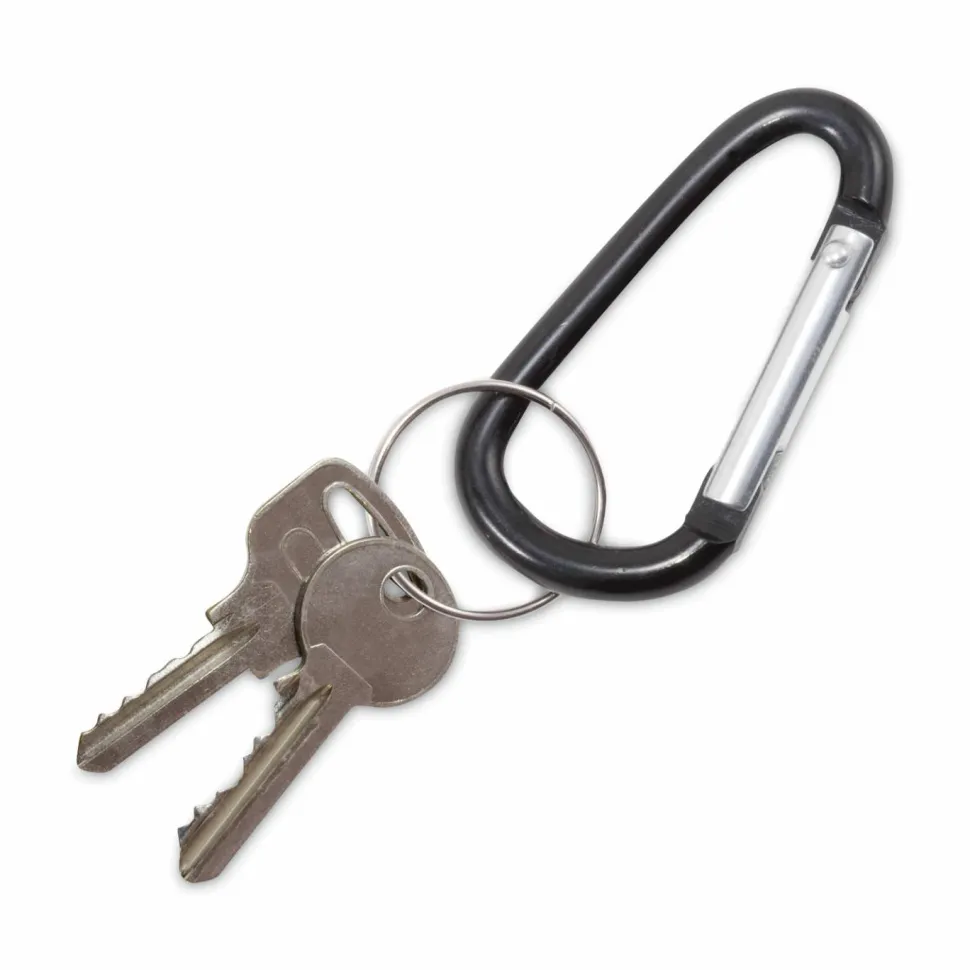 Advantus Split Key Ring Carabiner Key Ring, Black, Pack Of 10