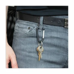 Advantus Split Key Ring Carabiner Key Ring, Black, Pack Of 10