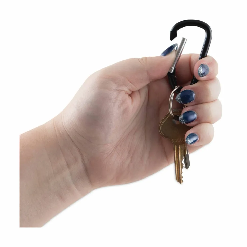 Advantus Split Key Ring Carabiner Key Ring, Black, Pack Of 10