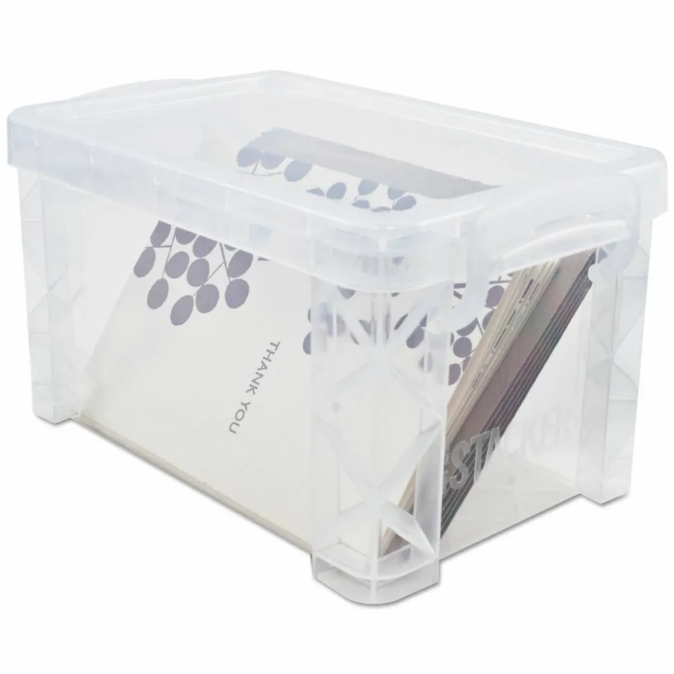 Advantus Super Stacker Storage Boxes, Holds 500 4 x 6 Cards, 7.25 x 5 x 4.75, Plastic, Clear