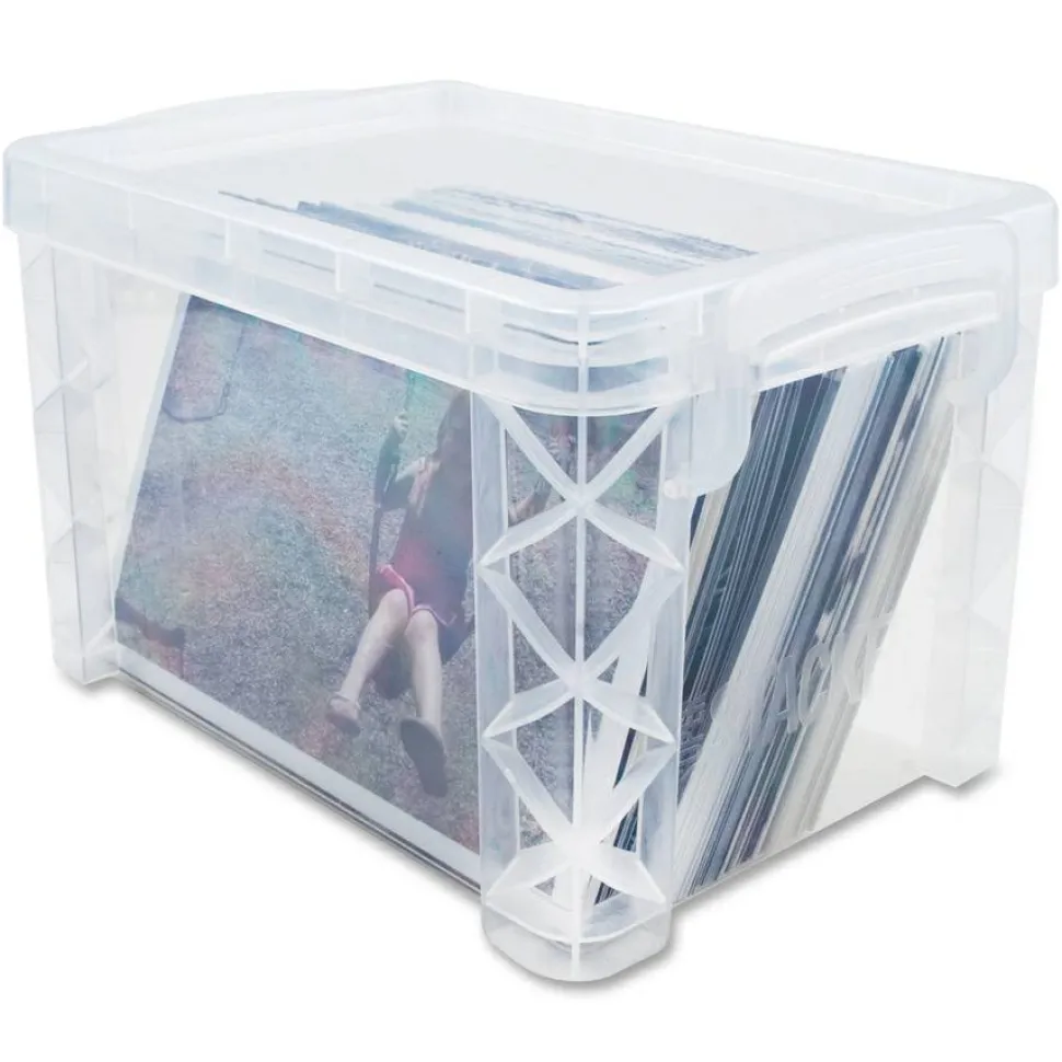 Advantus Super Stacker Storage Boxes, Holds 500 4 x 6 Cards, 7.25 x 5 x 4.75, Plastic, Clear