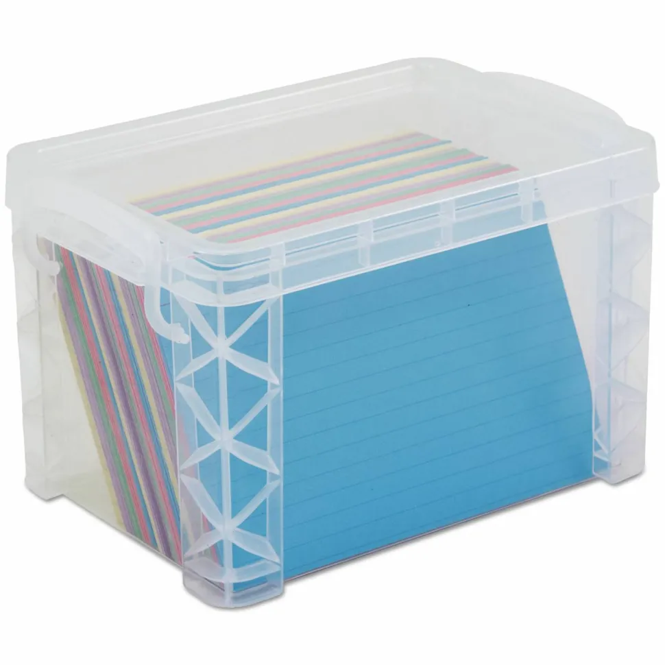 Advantus Super Stacker Storage Boxes, Holds 500 4 x 6 Cards, 7.25 x 5 x 4.75, Plastic, Clear