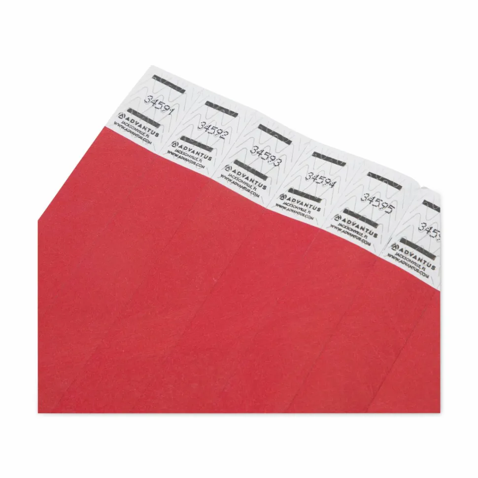 Advantus Tyvek Colored Wrist Bands, 3/4" x 10", Blue, Red, Pack Of 500