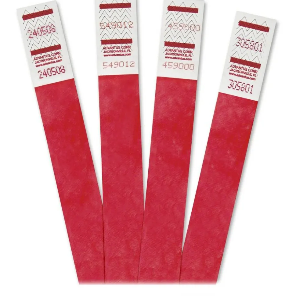 Advantus Tyvek Colored Wrist Bands, 3/4" x 10", Blue, Red, Pack Of 500