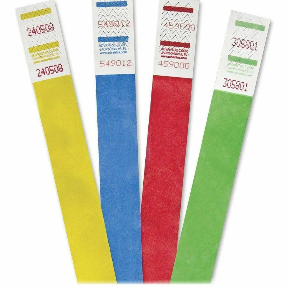 Advantus Tyvek Colored Wrist Bands, 3/4" x 10", Blue, Red, Pack Of 500