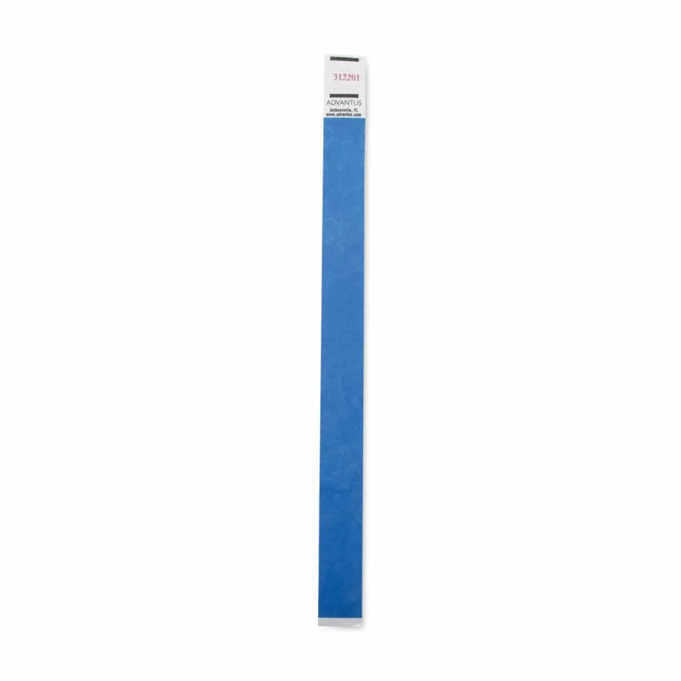 Advantus Tyvek Wristbands, AVT75442, 3/4"W x 10"L, Rectangle, Blue, Tyvek, Pack Of 100