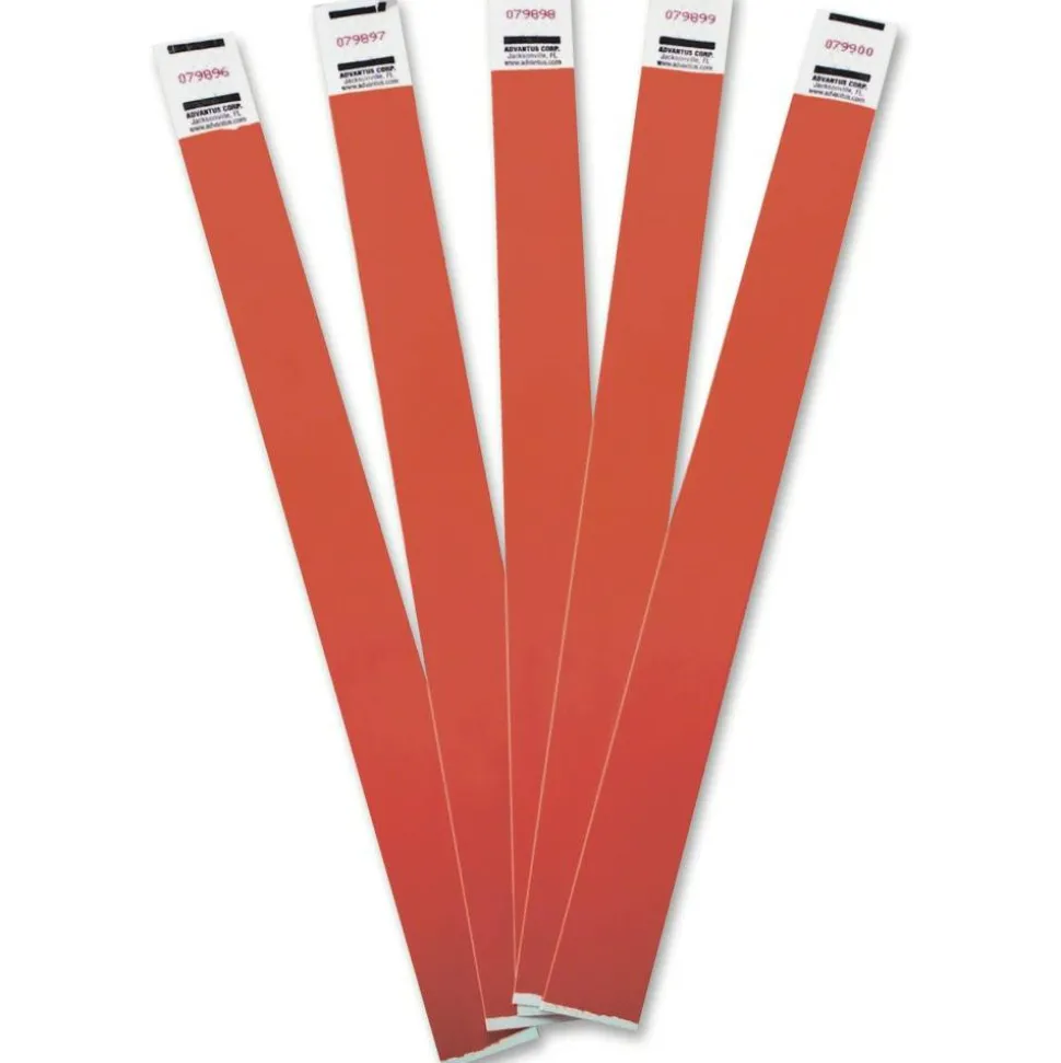 Advantus Tyvek Wristbands, AVT75441, 3/4"W x 10"L, Rectangle, Red, Tyvek, Pack Of 100
