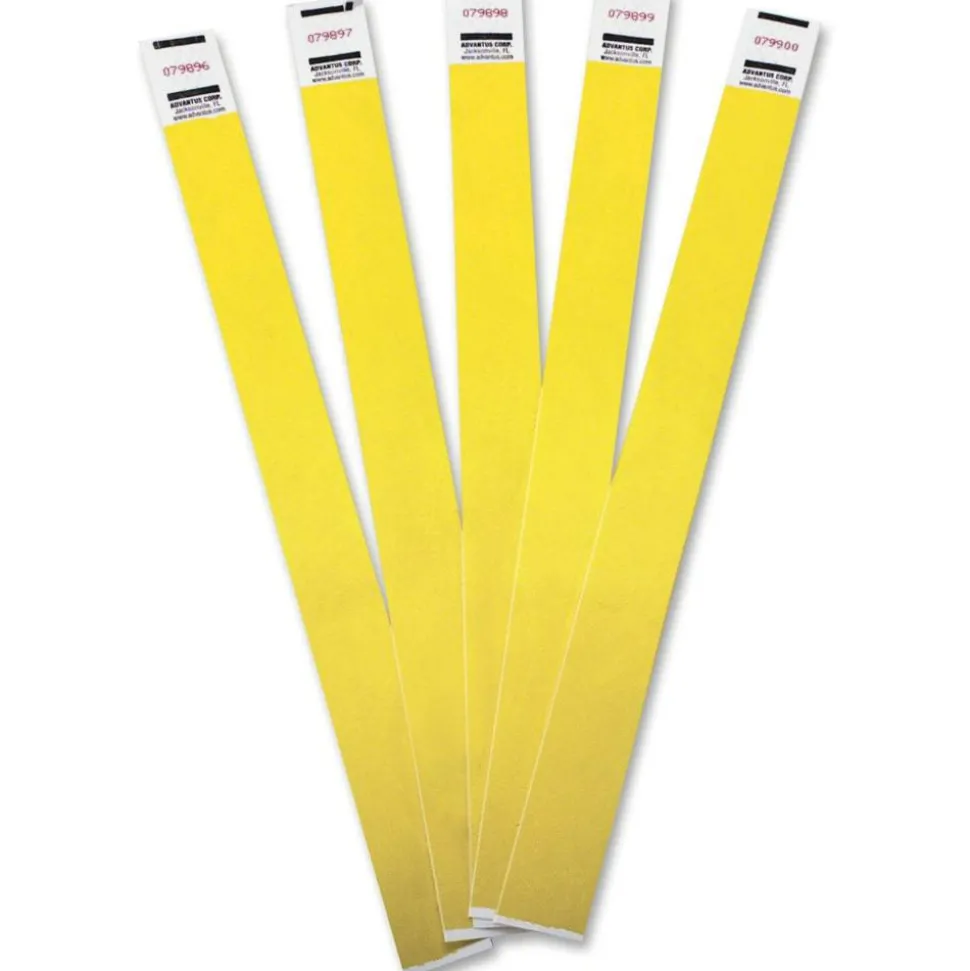Advantus Tyvek Wristbands, AVT75444, Yellow, Tyvek, Pack Of 100