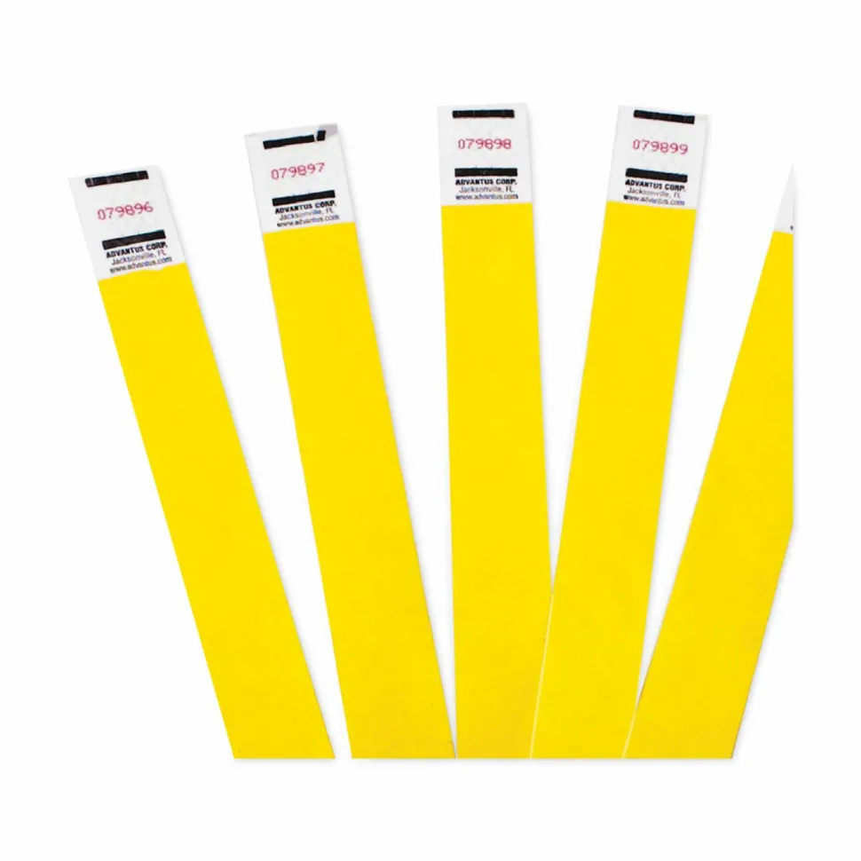 Advantus Tyvek Wristbands, AVT75444, Yellow, Tyvek, Pack Of 100