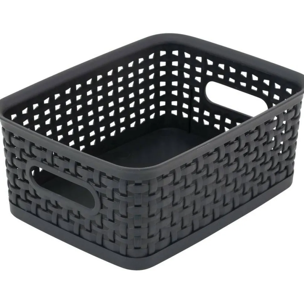 Advantus Weave Bins, 9.88 x 7.38 x 4, Black, 3/Pack