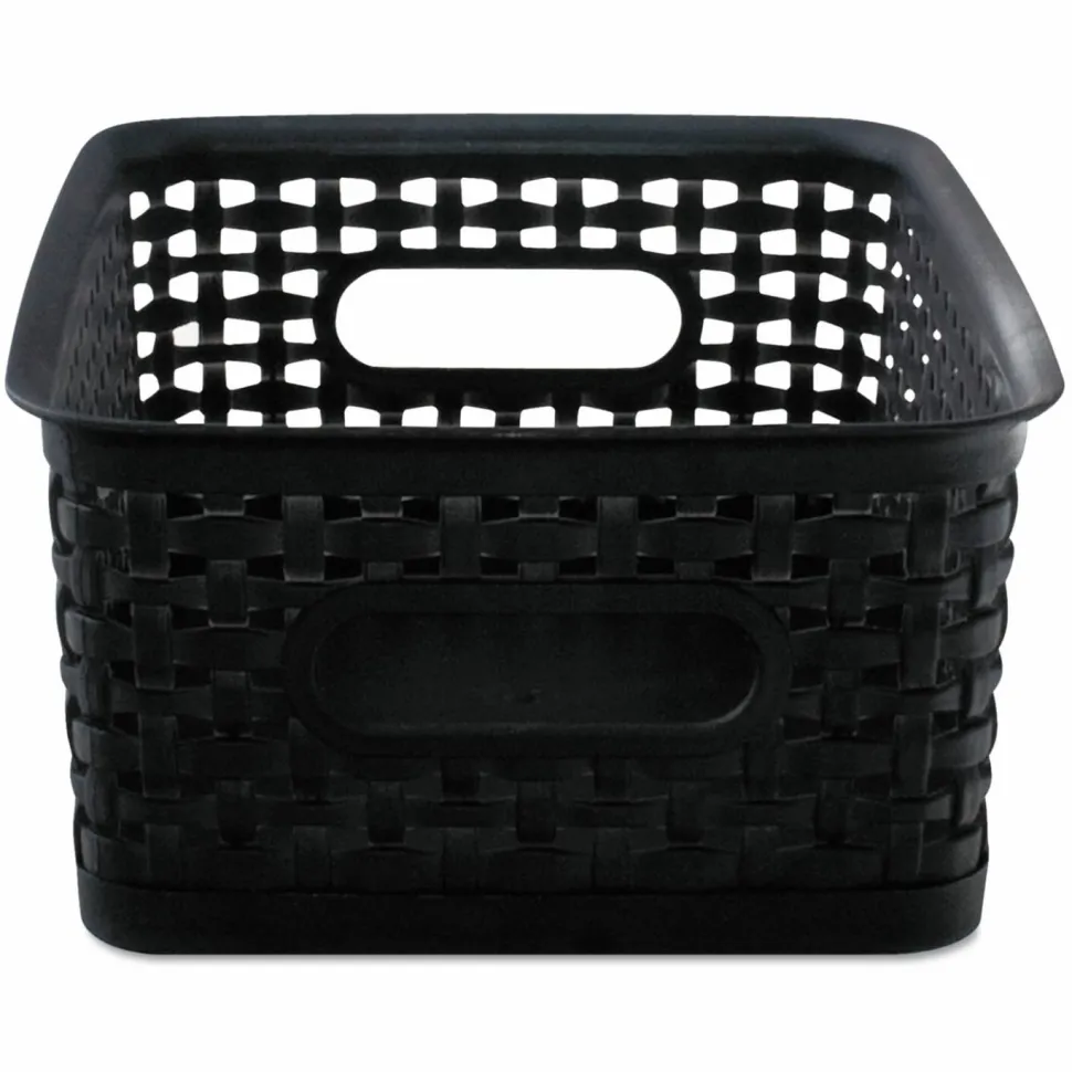 Advantus Weave Bins, 9.88 x 7.38 x 4, Black, 3/Pack