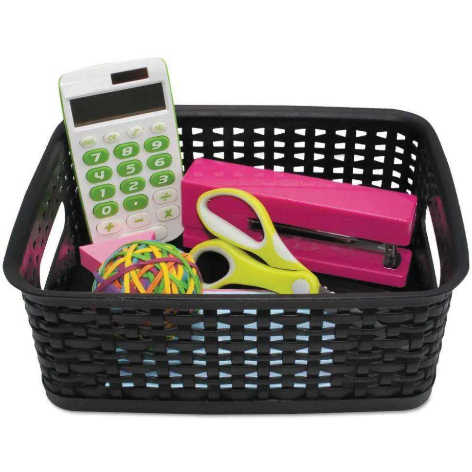 Advantus Weave Bins, 9.88 x 7.38 x 4, Black, 3/Pack