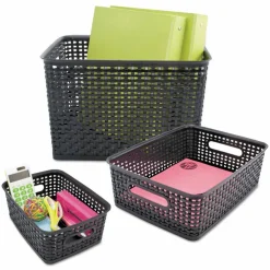Advantus Weave Bins, 13.88 x 10.5 x 8.75, Black, 2/Pack