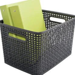 Advantus Weave Bins, 13.88 x 10.5 x 8.75, Black, 2/Pack