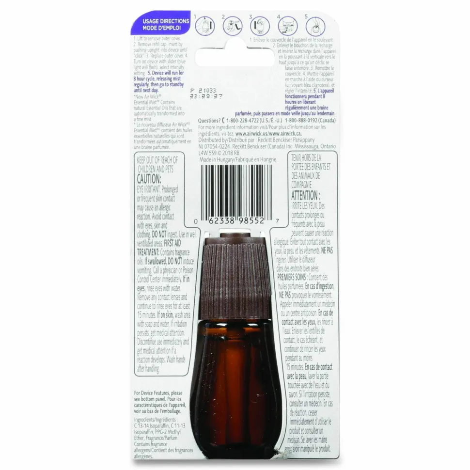 Air Wick Essential Mist Refill, Lavender and Almond Blossom, 0.67 oz Bottle, 6/Carton