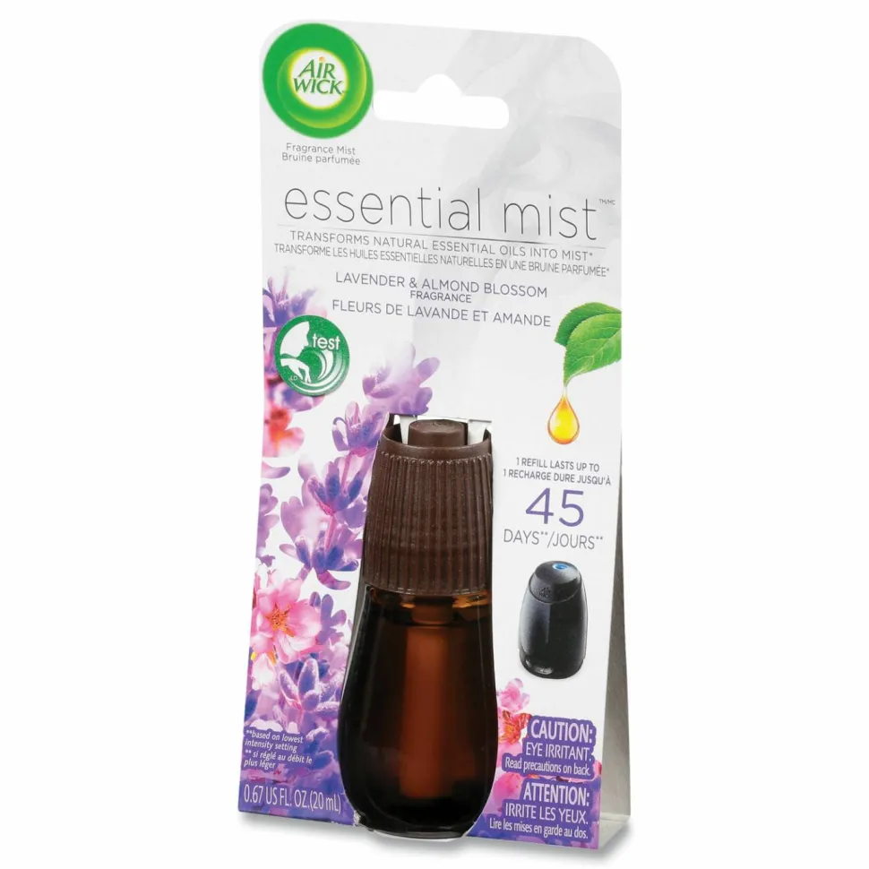Air Wick Essential Mist Refill, Lavender and Almond Blossom, 0.67 oz Bottle, 6/Carton