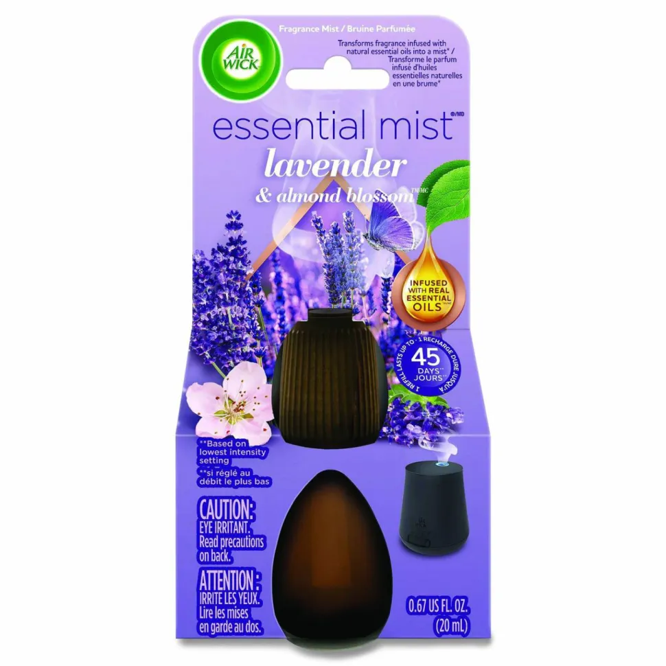Air Wick Essential Mist Refill, Lavender and Almond Blossom, 0.67 oz Bottle, 6/Carton