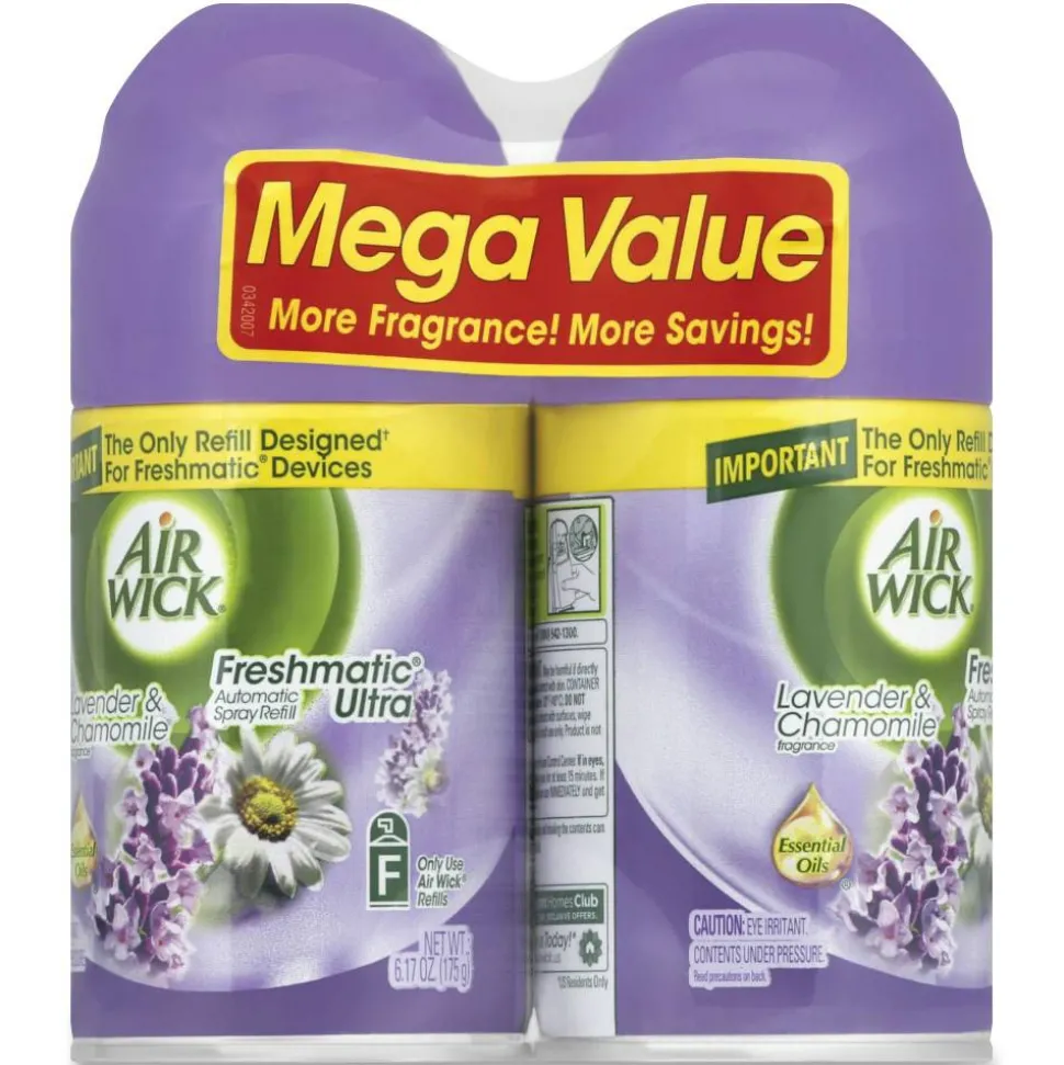 Air Wick Lavender Refill Pack - Aerosol - 5.90 oz - Lavender, Chamomile - 60 Day - Odor Neutralizer, Long Lasting - 2/Pack - 3 / Carton