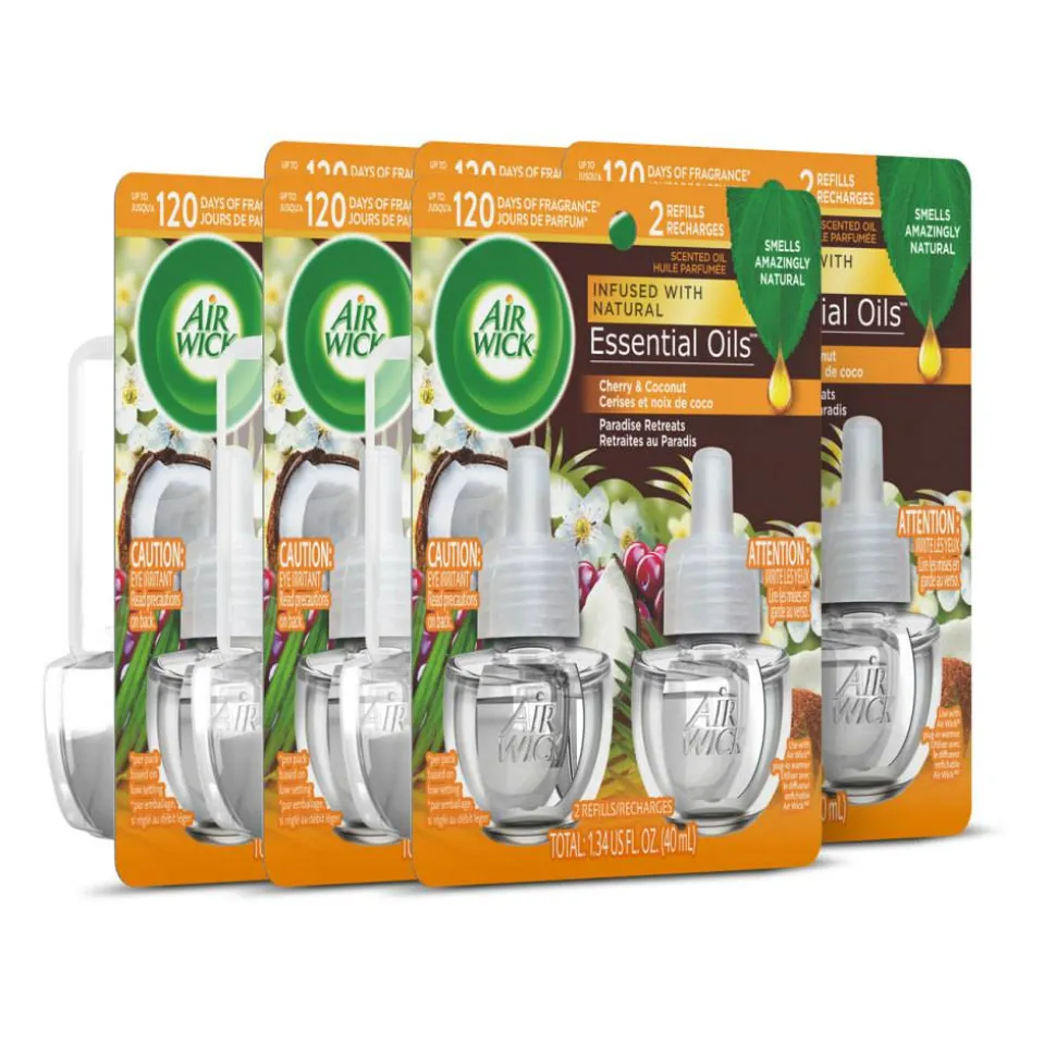 Air Wick Life Scents Scented Oil Warmer Refills, 0.67 Oz, Paradise Retreat, 2 Refills Per Pack, Carton Of 6 Packs