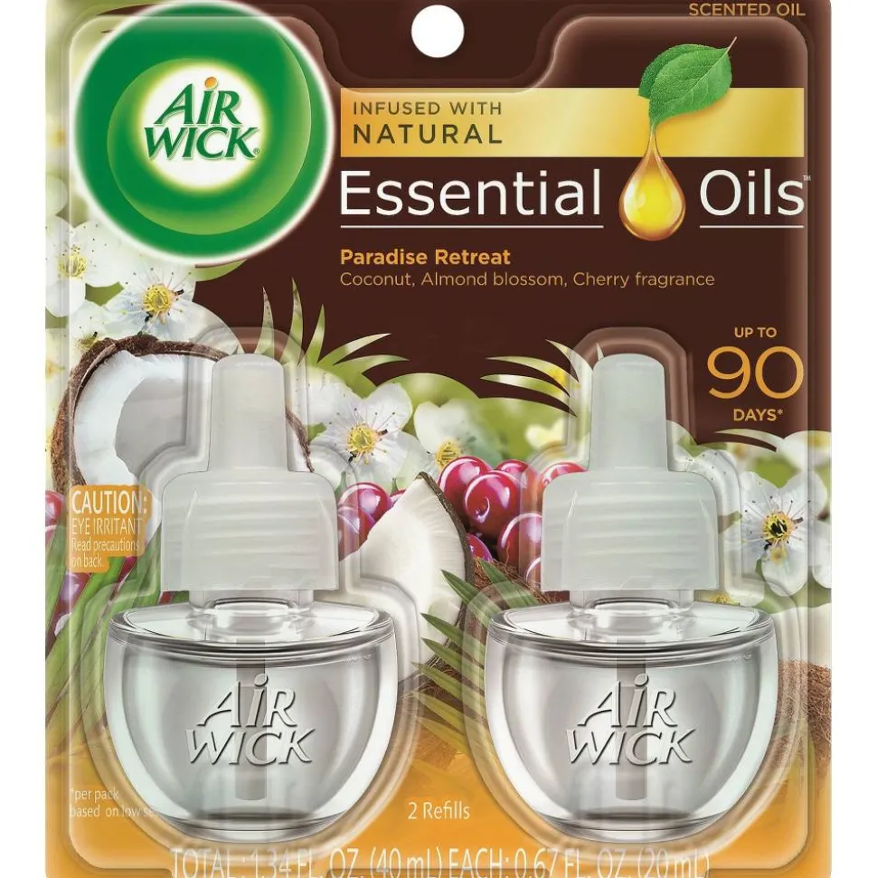 Air Wick Life Scents Scented Oil Warmer Refill, 0.67 Oz, Paradise Retreat, Pack Of 2