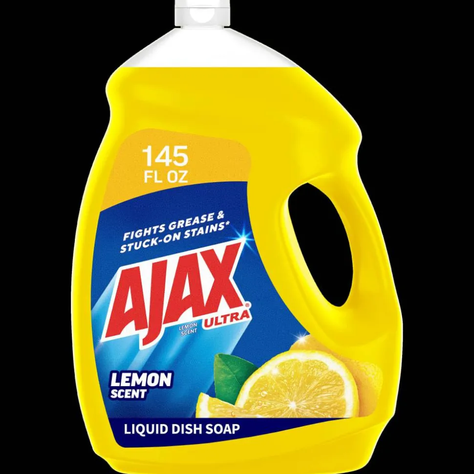 AJAX Ultra Liquid Dish Soap, Lemon Scent, 145 Oz, Case Of 4 Bottles