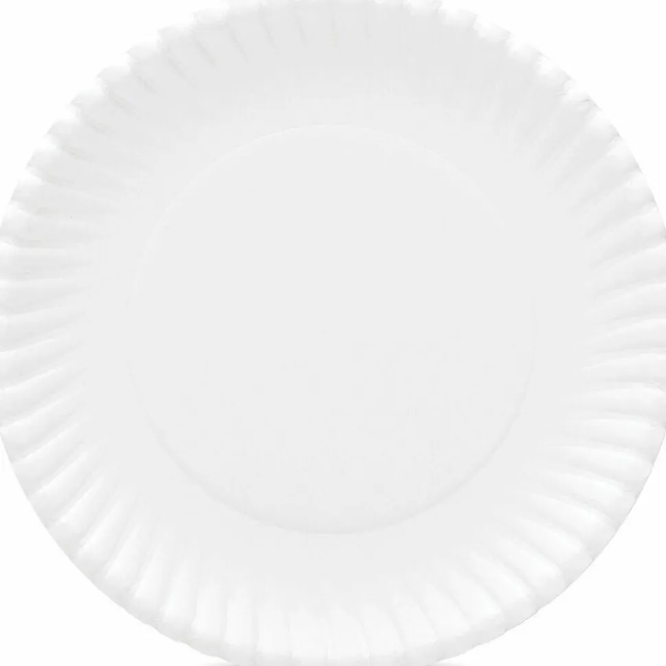 AJM Packaging Corporation Gold Label Coated Paper Plates, White, Pack Of 120 Plates
